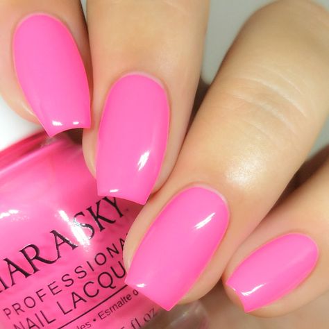 Impress yourself with your eye for trend-setting colors and add this luminous rose to your ever-growing collection of neon pink nail polish. Product Type: NEON Kiara Sky Nail Lacquer is an advanced formula free of Formaldehyde, Toluene, and DBP. Our highly pigmented nail lacquer provides glassy, full coverage, long-wearing shine for natural nails. *Colors are also available in Gel Polish and Dip Powder* Size: 15 ml Made in the USA Pink Sns Nail Colors, Pink Dip Powder Nails, Barbie Nails Acrylic, Neon Pink Nail, Neon Pink Nail Polish, Barbie Nail, June Nails, Bright Pink Nails, Cute Barbie