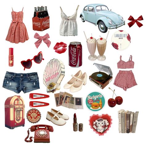 Americana Lana Del Rey Aesthetic, Americana Aesthetic Coquette, America Vintage Aesthetic, Americana Vintage Aesthetic, Vintage Americana Pfp, Coquette Outfit Americana, Lana Del Rey Vintage Americana, Vintage Americana Summer Outfits, Coquette Americana Aesthetic Outfit