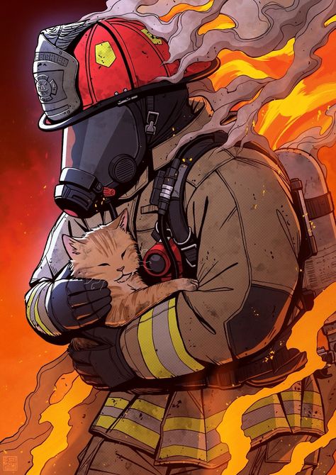 Firefighter Drawing, Fireman Art, Firefighter Tattoo, Fire Fighter Tattoos, Firefighter Art, Firefighter Pictures, Volunteer Firefighter, Seni 3d, Fire Art