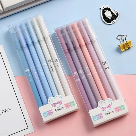 6pcs Box Quick Drying Black Gel Pen Stationery | Shop On Temu And Start Saving | Temu Morandi Color, School Pens, Gel Pens Set, Grammar School, Journal Supplies, Gel Ink Pens, Kawaii Stationery, Pen Refills, School Stationery