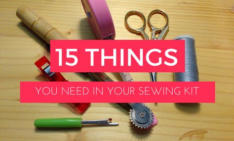 When it comes to sewing for beginners, the sewing kit essentials can often get overlooked. Here's 15 things you need to get the best results. Homemade Sewing Kit, Sewing Kit Essentials, Occ Crafts, Small Sewing Kit, Sewing Kit Bag, Basic Sewing Kit, Sewing Essentials, Sewing Kits, Beginner Sewing