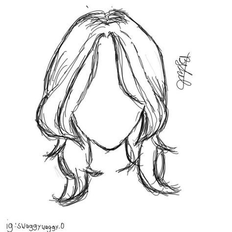 Hair Hair Sketch Easy, Hair Outline Drawing, How To Draw Hair Easy, Anime Hair Sketch, Hair Base Drawing Female, Anime Hair Tutorial, Preppy Anime, Bangs Drawing, Easy Hair Drawings