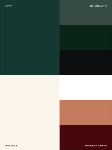 A palette of colored squares including shades of green, nude, deep peach and mahogany Deep Green Color Scheme, Dark Green Color Palette Interior Design, Colors That Pair With Emerald Green, Emerald Green Colour Pallet, Colors To Pair With Emerald Green, Emerald Pallette, Emerald Green Feature Wall Living Room, Jewel Green Color Palette, Dark Green And Beige Color Palette