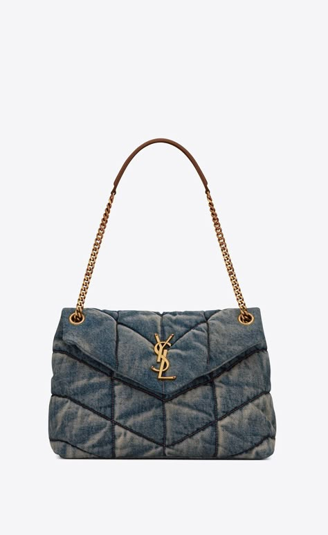 Silhouette Mode, Dream Bag, Blue Puffer, Ysl Bags, Dream Bags, Bags Aesthetic, Monogram Bag, Pretty Bags, Denim Bag