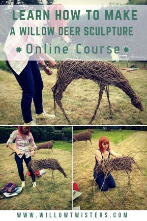 Willow Statues, Stick Sculpture, Willow Projects, Willow Sculpture, Deer Sculpture, Willow Garden, Twig Art, Willow Weaving, Deco Nature