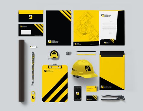 Mudon Construction | Highly Persuasive Construction Branding Design, Property Logo Design, Realtor Logo Design, Design Real Estate, Construction Branding, Yangon Myanmar, Stationary Branding, Desain Ui, Construction Logo Design