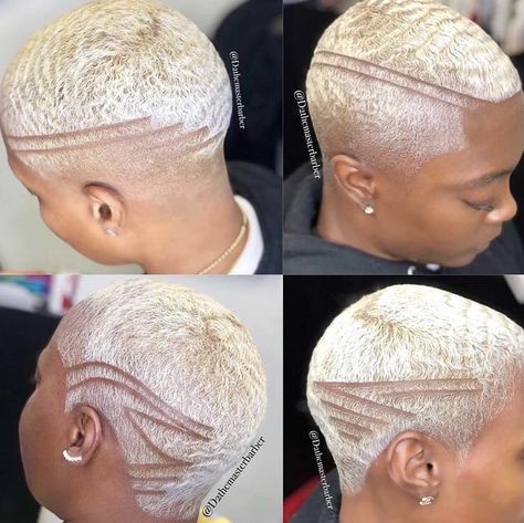 Short Platinum Blonde Hair, Short Fade Haircut, Short Hair Designs, Black Hair Short Cuts, Shaved Hair Cuts, Short Shaved Hairstyles, Shaved Side Hairstyles, Shaved Hair Designs, Natural Hair Cuts