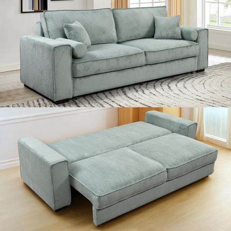 PRICES MAY VARY. 【Convertible Sofa Bed】This versatile piece easily transitions from a loveseat to a comfy sofa bed, offering a spacious sleep area measuring 74 x 59.5 inches. Perfect for everyday use or hosting guests, it combines the convenience of a sofa with the comfort of a bed. Whether used in a small apartment or a guest room, its adaptable design ensures you make the most of your space without compromising on comfort or aesthetics. 【Durable Construction】Experience durability and reliabili 3 Person Sofa, Convertible Sleeper Sofa, Tiny House Sofa Bed, Sleeper Sofas Small Spaces Office, Couch With Bed, Sleeper Sofas Small Spaces, Couches For Small Living Rooms, Bed With Pull Out Bed, Hide A Bed Couch