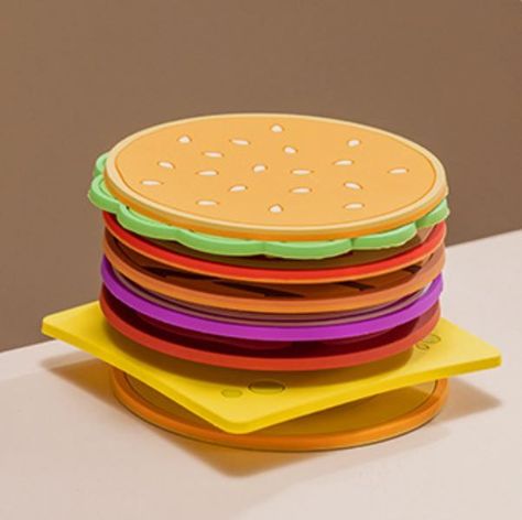 Hamburger Coaster, Creative Burger, Unique Burgers, Bureau Decor, Absorbent Coasters, Mug Holder, Kitchen Table Decor, Juicy Tomatoes, Tabletop Accessories