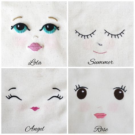 embroider doll face - Google Search                                                                                                                                                      More Motif Kait, ميدالية مفاتيح, Doll Face Paint, Crochet Eyes, Homemade Dolls, Rag Dolls Handmade, Realistic Dolls, Doll Sewing Patterns, 자수 디자인