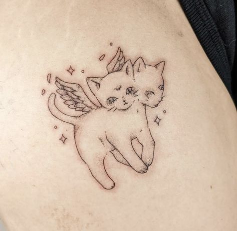 Halloween Costume Cat, Cat With Wings, Pixie Tattoo, Cat Tattoo Ideas, Funky Tattoos, Cat Paintings, Cute Little Tattoos, Cute Tiny Tattoos, Cat Halloween Costume