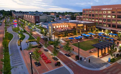 Indiana Restaurants, Permeable Pavers, Carmel Indiana, New Urbanism, Urban Tree, Linear Park, Outdoor Cafe, Tree Canopy, Urban Fabric