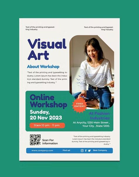 Workshop Flyer Design, Art Workshop Poster, Workshop Flyer, Art Flyer, Business Workshop, Workshop Design, Poster Ideas, Art Event, Art Workshop