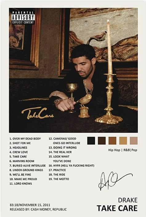 Take Care Album Cover, Polaroid Album Cover, Drake Take Care Album, Drake Poster, Drake Album Cover, Drakes Album, Posters For Room Aesthetic, Polaroid Album, Music Bedroom