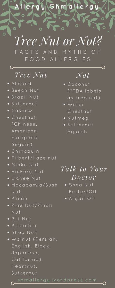 Nut or Not? Food Allergy Facts and Myths – Allergy Shmallergy Tree Nut Allergy List, Tree Nuts List, Peanut Allergy Awareness, Sesame Allergy, Facts And Myths, Allergy Recipes, Nut Allergy, Tree Nut Allergy, Food Allergies Awareness