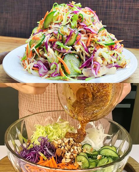 Yay Recipes Cabbage Salad, Crunchy Salad Recipes, Crunchy Cabbage Salad, Yay Recipes, Scarsdale Diet, Salad For Dinner, Cabbage Salad Recipes, Crunchy Salad, Cole Slaw