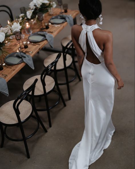 Structured Boho Wedding Dress, Short Halter Neck Wedding Dress, Beach Wedding Dress Elegant, Satin Beach Wedding Dress, Boho Backless Wedding Dress, Satin Silk Wedding Dress, Simple Beach Wedding Dress Short, Short Dress For Bride, Beach Casual Wedding Dress