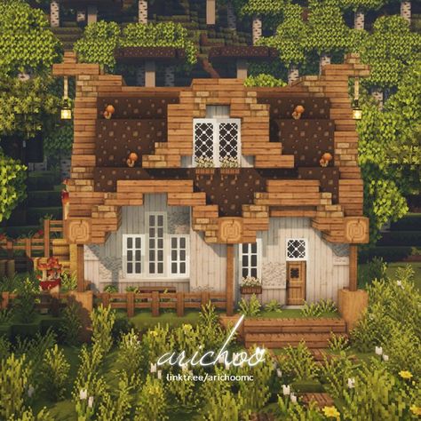 I made a new build! Check out my Patreon for exclusive content! 🥰 #cottagecoreminecraft #cottagecore #cottage #minecraftcottage #minecraftaesthetic #aesthetic #aestheticminecraft #minecraft #mizunos16craft Minecraft Cottage Library, Minecraft Aesthetic Cottage House, Mc Cottagecore Builds, Wooden Cottage Minecraft, Cottagecore Minecraft Cottage, Mini Minecraft Cottage, Aesthetic Minecraft Builds Cottagecore House, Minecraft Cottage Roof, Minecraft Cottagecore Cafe