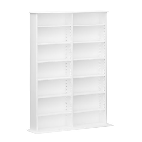 PRICES MAY VARY. Finished in durable laminate ASSEMBLED DIMENSIONS & WEIGHT- Storage cabinet with shelves- 8.75" D x 38.75" W x 51" H, Total weight- 43 lbs., All pieces arrive ready to assemble in 1 Box VERSATILE STORAGE CABINET WITH MULTIPLE USES: Customize this accent cabinet to your storage & display needs- whether for storing DVDs, CDs, books, gaming and crafting accessories or displaying your prized knick knacks, photos and collectibles 14 ADJUSTABLE SHELVES LET YOU TAILOR THE CABINET TO YO