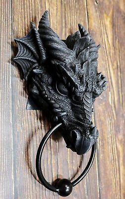 Ancient Medieval Fantasy Horned Dragon Head Door Knocker Resin Dragon Home Decor  | eBay Fantasy Themed Decor, Medieval Home Decor Modern, Fantasy Decor Ideas, Fancy Door Knocker, Dragon Door Handle, Goth Room Accessories, Diy Door Knocker, Dragon Door Knocker, Dark Fantasy Decor