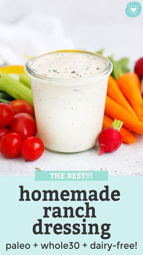 Dairy Free Ranch Recipe, Dairy Free Ranch Dressing Recipe, Dump Ranch, Paleo Ranch Dressing, Dairy Free Ranch, Avocado Lime Ranch Dressing, Paleo Ranch, Dairy Free Ranch Dressing, Healthy Ranch Dressing