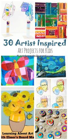 30 artist inspired art projects for kids. Arts & crafts inspired by famous artists #projectsforkids Artist Inspired Art Projects, Artist Inspired Art, Famous Artists For Kids, Summer Art Projects, Artist Project, Art Projects For Kids, Ecole Art, Art Curriculum, Homeschool Art