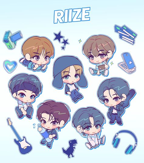 Riize Sticker, Riize Fanart, Sticker Reference, Fanart Sticker, Kpop Sticker, Crazy Boyfriend, Animation Wallpaper, Kpop Stickers, Cute Home Screen Wallpaper