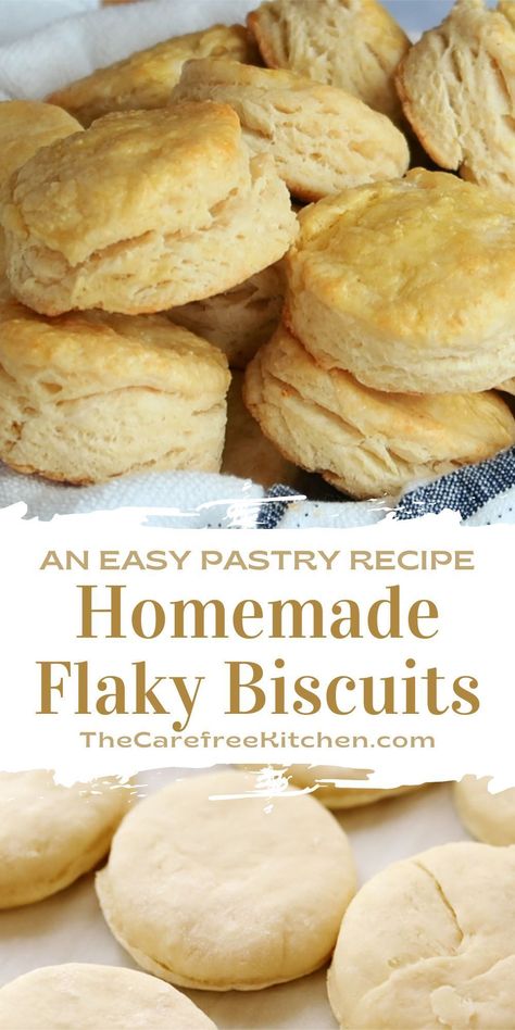 Homemade Flaky Biscuits or sometimes called Baking Powder Biscuits, are soft, fluffy, buttery, and so quick to make. With just a few easy steps, you’ll have delicious homemade biscuits to rival anything from the can or restaurant in no time at all. Fluffy Buttery Biscuits, Easy Bake Goods Recipes, Baking Recipes With Yeast, Biscuits Homemade No Buttermilk, Homemade Biscuits With All Purpose Flour, Homemade Grands Biscuits, Homemade Breakfast Buiscits Recipes, Homemade Flakey Biscuits, Easy Breakfast Biscuits Simple