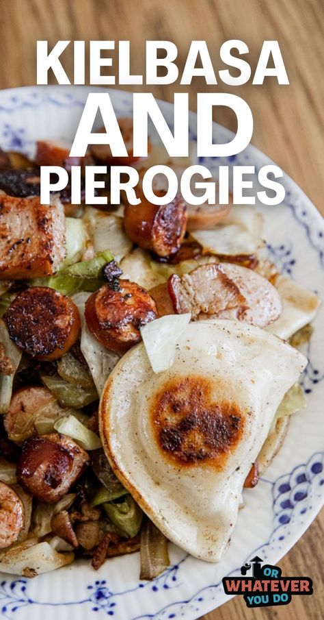 Blackstone Kielbasa and Pierogies Pierogies And Kielbasa Blackstone, Blackstone Pierogies, Blackstone Kielbasa, Kielbasa And Pierogies, Pierogies And Kielbasa, Camp Foods, Pierogies Recipe, Blackstone Cooking, Kielbasa And Cabbage