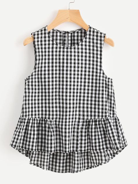 joefsf Street Dress, Crop Top Dress, Shell Top, Shell Tops, Gingham Tops, Sleeveless Crop Top, Moda Casual, Kids' Dresses, Kids Dress