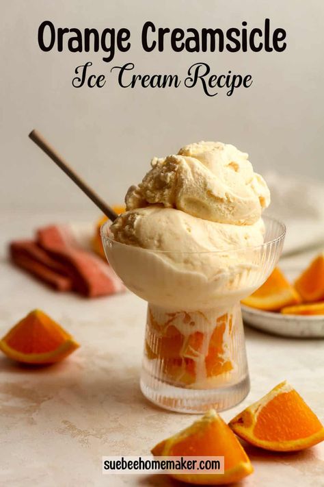 This Orange Creamsicle Ice Cream Recipe is a delicious and nostalgic treat that combines a sweet cream base with an orange flavor. Fresh orange juice and zest add just the right amount of citrus to make this taste like the treat we grew up with! Orange Dreamsicle Ice Cream, Orange Creamsicle Ice Cream Recipe, Creamsicle Ice Cream Recipe, Orange Gelato, Orange Creamsicle Ice Cream, Creamsicle Ice Cream, Kitchen Aid Ice Cream, Orange Ice Cream, Gelato Recipe