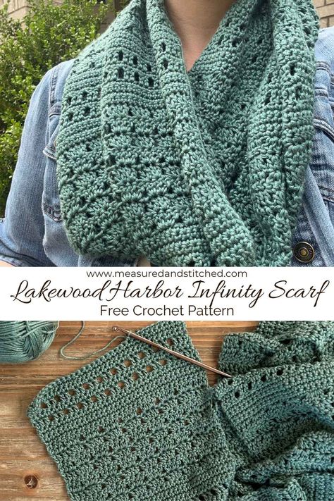 Discover the easiest way to create a gorgeous, lightweight infinity scarf that will become your favorite accessory this spring season. With our simple crochet pattern - that you can find free on the blog - you'll be able to impress everyone with your crafting skills and stay stylish too! Ready to get started? Click for the free pattern on our blog! Easy Infinity Scarf, Crochet Infinity Scarf Free Pattern, Infinity Scarf Crochet Pattern, Simple Crochet Pattern, Infinity Scarf Knitting Pattern, Infinity Scarf Crochet, Crochet Infinity Scarf Pattern, Simple Scarf Crochet Pattern, Crochet Cowls