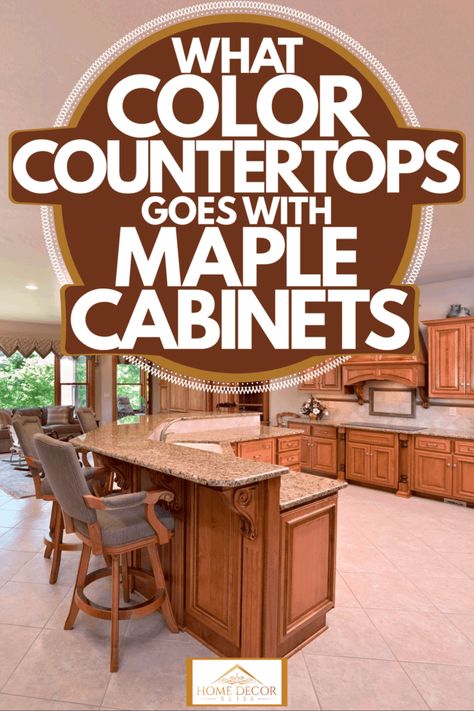 What Color Countertops Goes With Maple Cabinets - Home Decor Bliss Maple Cabinets Countertop Ideas, What Color Countertops With Maple Cabinets, Maple Kitchen Cabinets With Dark Counter, Maple Cabinets Dark Countertops, Maple Cabinets With White Quartz Countertops, Backsplash Ideas For Maple Cabinets, Backsplash Ideas With Maple Cabinets, Maple Cabinet Backsplash Ideas, Maple Kitchen Cabinets With White Countertops