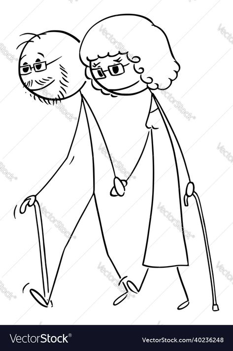 Stick Men Drawings, Couple Vector, Boulet Journal, Stick Drawings, Woman Cartoon, Clothes Embroidery, Stick People, Funny Stickman, Old Couple