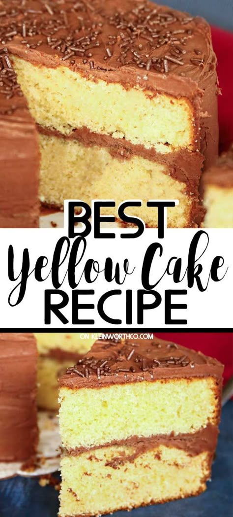 Best Yellow Cake Recipe, Scratch Yellow Cake Recipe, Homemade Yellow Cake, Yellow Cake Mix Recipes, Moist Yellow Cakes, Easy Food Recipes, Yellow Cake Recipe, Cake Recipes From Scratch, Homemade Cake Recipes