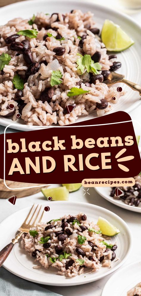 You're going to love this black beans and rice recipe! Cooked in just one pot, this rice and beans is such an easy side dish for dinner. Perfect if you're having Mexican food tonight! Save this pin! Leftover Beans And Rice, Black Bean Side Dish Simple, White Rice And Black Beans Recipes, Simple Beans And Rice, Brazilian Rice And Beans Recipe, Black Beans With Rice, Mexican Bean Rice, Best Black Beans And Rice Recipe, Easy Beans And Rice Recipes