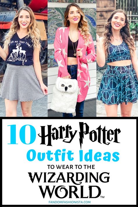 Looking for cute Harry Potter outfits to wear to the Wizarding World at Universal Studios? Check out this blog post which features 10 Wizarding World outfits and the links to shop them all! #wizardingworldofharrypotter #harrypotterfashion #universalstudios #harrypotter Universal Orlando Outfit What To Wear, Harry Potter Bounding Inspired Outfits, Universal Studios Bounding Outfits, Harry Potter Outfit Inspiration, Universal Studios Orlando Outfits, Universal Park Outfit, Universal Studios Orlando Outfit Summer, Universal Bound Outfits, Universal Harry Potter Outfits