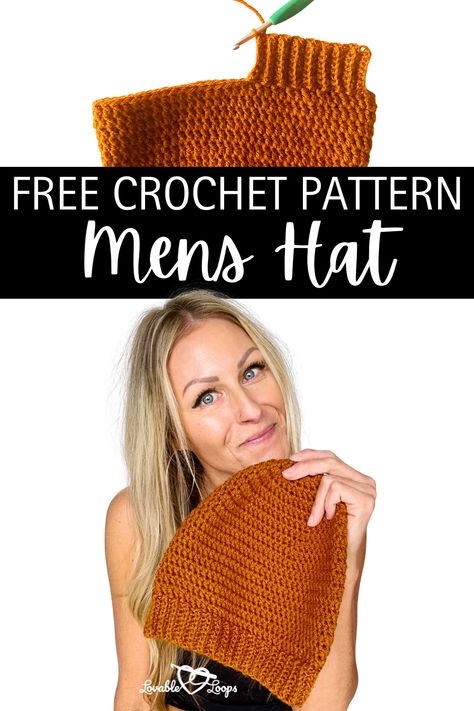 Free and easy men's hat crochet pattern; classic beanie with ribbed brim; features basic stitches and options for a slouchy fit; perfect for winter and large sizes. Crochet Hat And Scarf Set Pattern Free For Men, Crochet Beanie Men, Mens Hat Crochet Pattern, Mens Hat Crochet, Crochet Mens Hat Pattern, Crochet Beanie Hat Free Pattern, Mens Crochet Beanie, Crochet Beanie Pattern Free, C2c Crochet Pattern Free