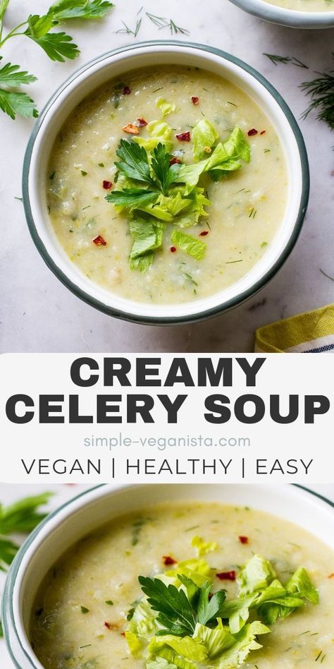 Recipe Using Celery, Pea And Celery Soup, Healthy Celery Recipes, Creamy Celery Soup Recipes, Celery Leaf Soup, Potato And Pea Chowder, Celery And Potato Soup Recipes, Creamy Celery Soup, Celery And Leek Soup