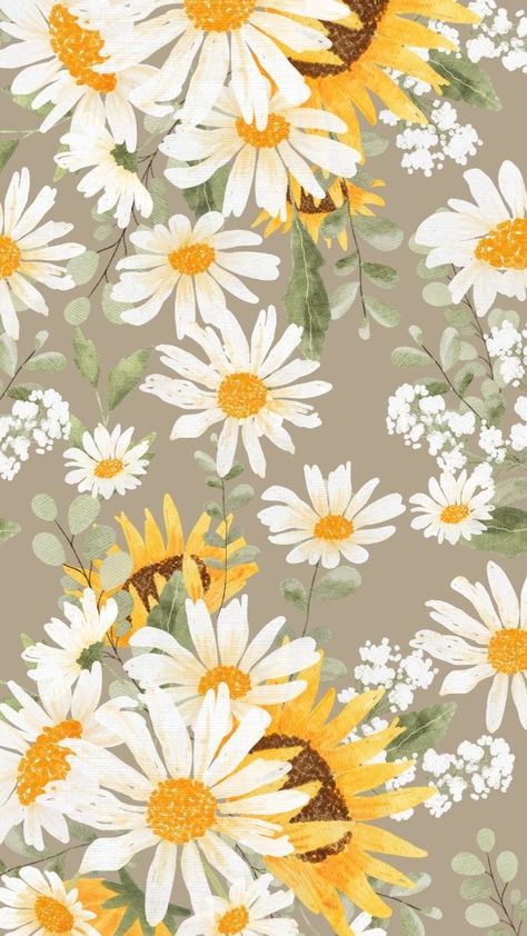 Boho Sunflower Wallpaper, Sunflower And Daisy Wallpaper, Sunflower Aesthetic Wallpaper Iphone, Daisys And Sunflowers, Yellow Aesthetic Flowers, Daisy Wallpaper Aesthetic, Sunflower Wallpaper Aesthetic, Sunflowers Wallpaper, Daisies Wallpaper