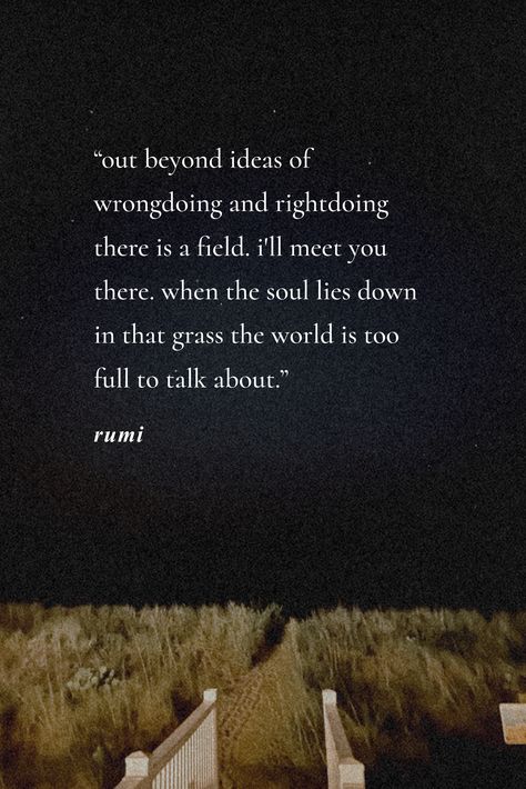 There Is A Field I'll Meet You There, Out Beyond Ideas Of Wrongdoing Rumi, Rumi Motivational Quotes, Rumi Poetry Soul, Out Beyond Ideas Of Wrongdoing, Feelings Board, Rumi Poems, Best Rumi Quotes, Inspirational Poetry Quotes