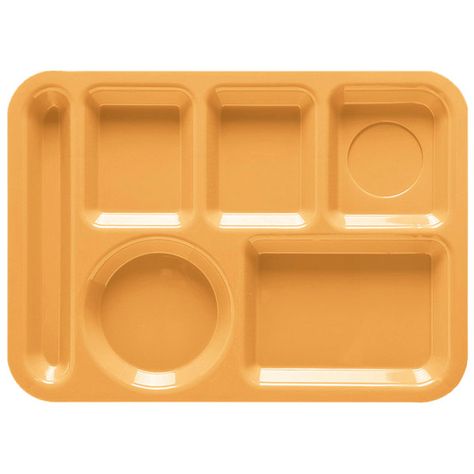 This 10" x 14" GET TL-152 left handed tray is perfect to help increase all-around efficiency in your school, hospital, or correctional facility. This tropical yellow tray features 6 separate compartments, including 3 smaller upper compartments and a holder for flatware. Because the GET TL-152 tray is made of ABS plastic, it is guaranteed to be durable and impact-resistant.  This tray is     Overall Dimensions:   Length: 14" Width: 10" TL-152-TY From GET Enterprises Kotak Bento, Lunch Tray, Cafeteria Tray, Red Tray, Disposable Food Containers, Flatware Holder, Online Restaurant, Correctional Facility, School Cafeteria