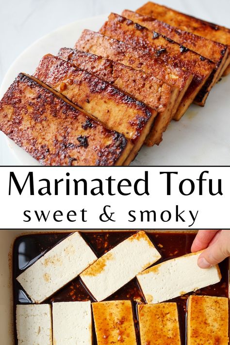 Smoked Tofu Marinade, Savory Tofu Marinade, Tofu Slices Recipes, Marinade For Tofu Vegan Recipes, Vegan Tofu Marinade, Tofu With Sauce Recipes, Soy Sauce Tofu Marinade, Seared Tofu Recipes, Vegan Roast Recipes