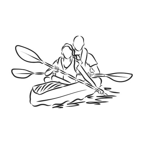 Kayak Sketch, Kayaking Drawing, Kayak Drawing, Kayak Illustration, Canoe Drawing, Lakehouse Design, 2 Person Kayak, Canoe Slalom, Lettering Projects