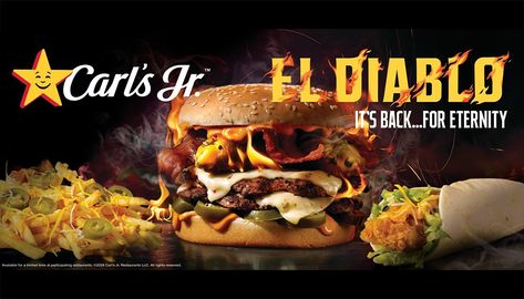 Carl's Jr. heats up with El Diablo Burger's return & fiery new treats! 🌶️ Limited time only. Diablo Sauce, Jalapeno Popper Bites, Carls Jr, Carl’s Jr., Food Deals, Habanero Sauce, Carl's Jr, Del Taco, Cinnamon Toast Crunch