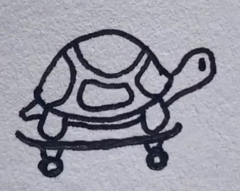 Turtle Cute Drawing, Turtle Skateboard, Drawing Skateboard, Turtle Cute, Cute Drawing, Easy Drawing, Skateboard