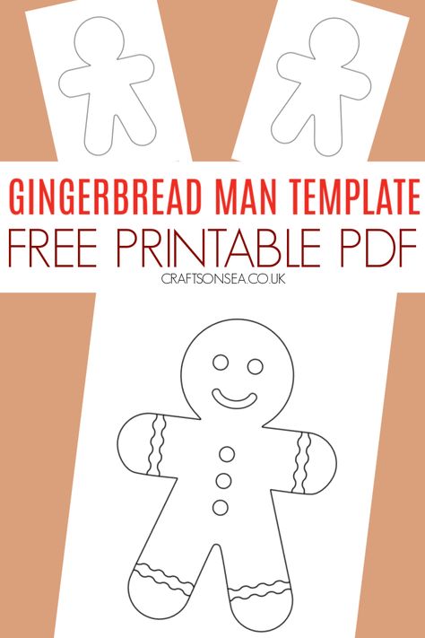 FREE Gingerbread Man Template (Printable PDF) Gingerbread Images Free Printable, Gingerbread Signs Printable, Gingerbread Man Ornaments For Kids, Gingerbread Man Template Free, Make Your Own Gingerbread Man, Gingerbreadman Preschool Craft, How To Make A Gingerbread Man Crafts, Gingerbread School Project, Gingerbread Templates Free Printable