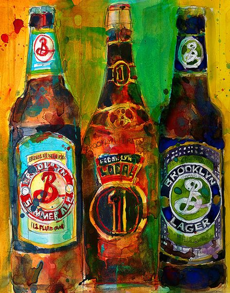 Brooklyn Beer Brewery Combo (dfrdesign Dorrie Rifkin) Beer Art, Beer Brewery, Art Invitation, Art Shows, Beer Packaging, Martini Glasses, Vintage Beer, The Beer, Painting Still Life