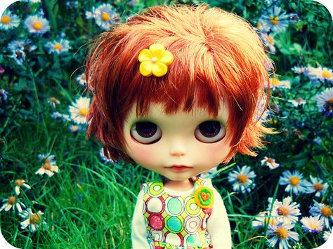 Blythe Dolls Cute, Dolls Aesthetic, Whimsical Characters, Cute Doll, Poses References, Orange Hair, Pretty Dolls, Blythe Doll, Big Eyes