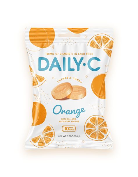 PRICES MAY VARY. Each chewable candy tablet contains 100mg of Vitamin C providing your recommended daily dose in a convenient and delicious form. The 5.3oz peg bag contains 10 mini rolls (5 pieces in each roll). Daily C helps support your immune system in two mouthwatering on-the-go flavors, Orange and Strawberry. Daily-C Candy is a delicious fusion of taste and wellness. Each candy is a flavorful way to effortlessly boost your daily Vitamin C intake, supporting your immune system and overall we Orange And Strawberry, Chewable Vitamins, Candy Orange, Daily Vitamin, Mini Rolls, Peg Bag, Daily Vitamins, Immune System, Daily Dose